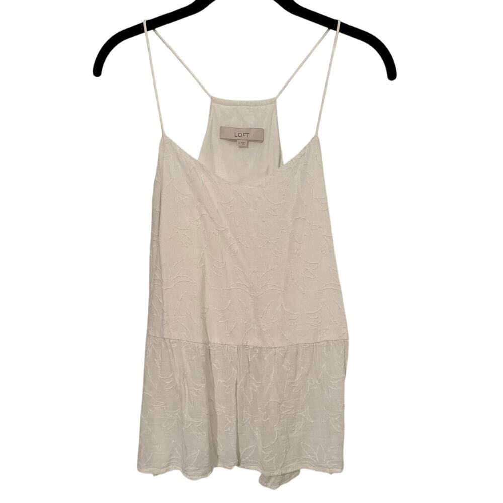 Ann Taylor Loft White Embroidered Peplum Thank - Size M